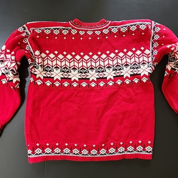 Hanna Andersson Red and White Sno Happy Zip-Up Sweater Fair Isle 140cm size 10 - Picture 3 of 6